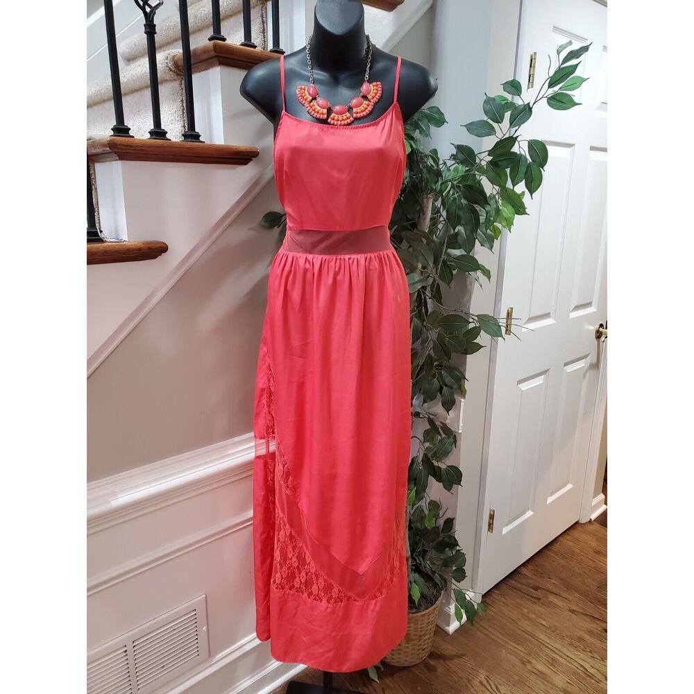 Ali & Kris Womens Coral 100% Polyester Square Neck Sleeveless Maxi Dress Large